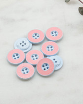 Bouton fantaisie disque coloré rose 4 trous 12mm