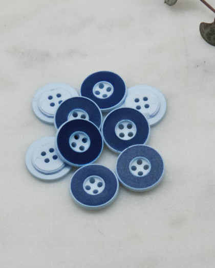 Bouton fantaisie disque coloré bleu nuit 4 trous 12mm - Mercerine