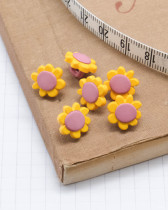 Bouton fleur bleu et orange à pied 12mm
