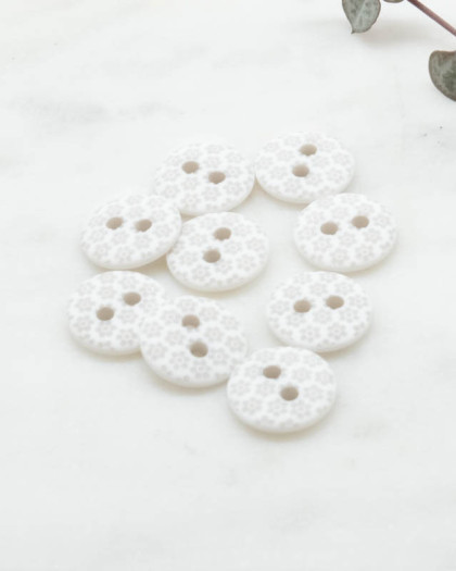 Bouton motif fleur gris 2 trous 12mm