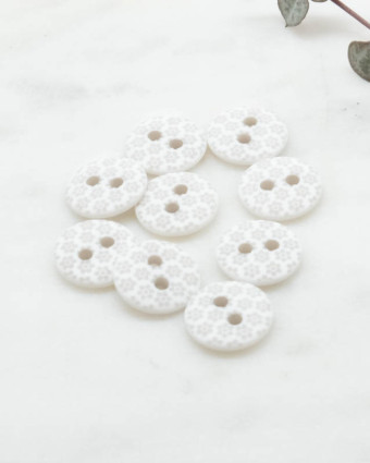 Bouton motif fleur gris 2 trous 12mm