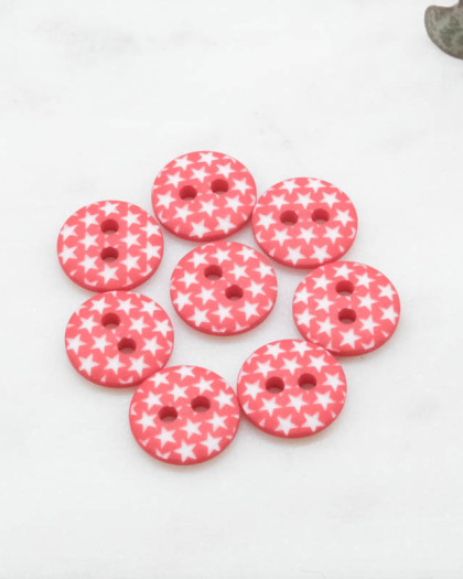 Bouton fantaisie motif étoile rouge 2 trous 12mm - Mercerine