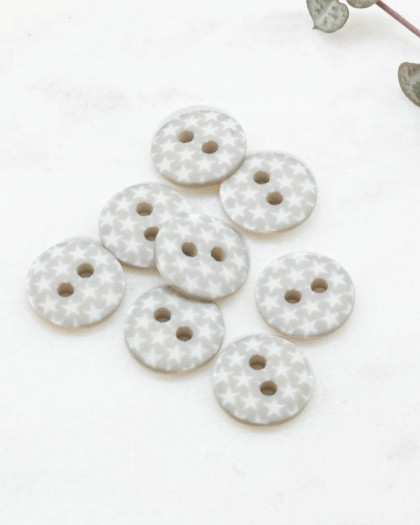 Bouton motif étoile gris 2 trous 12mm - Mercerine