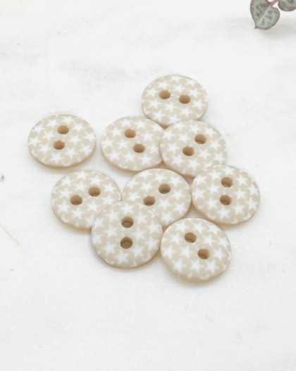 Bouton motif étoile mastic 2 trous 12mm - Mercerine