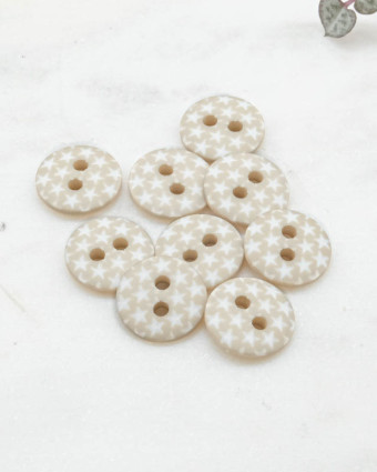 Bouton motif étoile mastic 2 trous 12mm - Mercerine