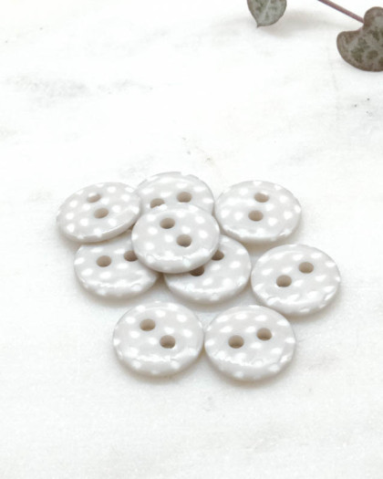 Bouton motif goutte gris 2 trous 12mm - Mercerine