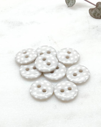 Bouton motif goutte gris 2 trous 12mm - Mercerine