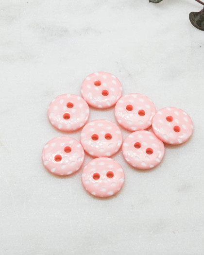 Bouton motif goutte rose 2 trous 12mm - Mercerine