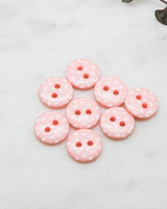 Bouton motif goutte rose 2 trous 12mm - Mercerine