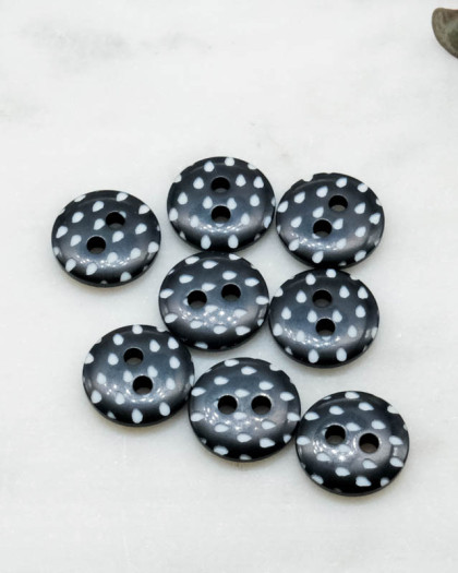 Bouton motif goutte noir 2 trous 12mm - Mercerine