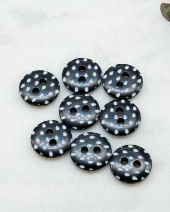 Bouton motif goutte noir 2 trous 12mm - Mercerine