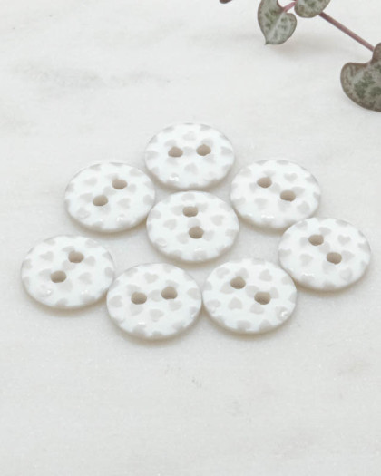 Bouton fantaisie à coudre : motif cœur gris 12mm - Mercerine