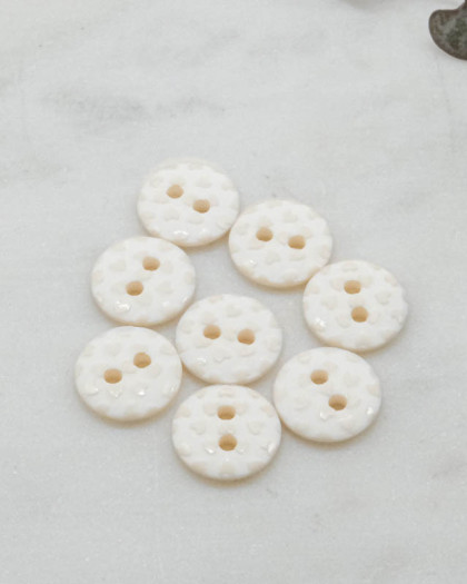 Bouton motif cœur beige 2 trous 12mm - Mercerine