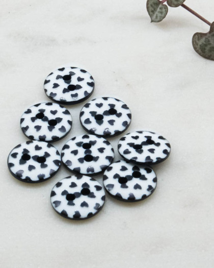 Bouton motif cœur bleu marine 2 trous 12mm - Mercerine