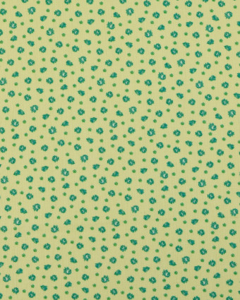 Tissu Velours Milleraies Vert Pistache Petites Fleurs - Mercerine