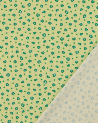 Tissu Velours Milleraies Vert Pistache Petites Fleurs - Mercerine