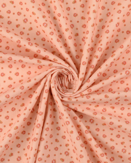 Tissu Velours Milleraies Rose Clair Petites Fleurs - Mercerine
