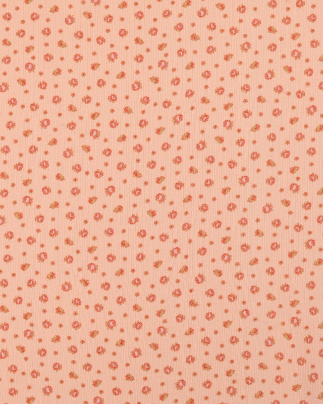 Tissu Velours Milleraies Rose Clair Petites Fleurs - Mercerine