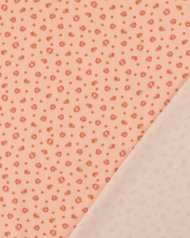 Tissu Velours Milleraies Rose Clair Petites Fleurs - Mercerine