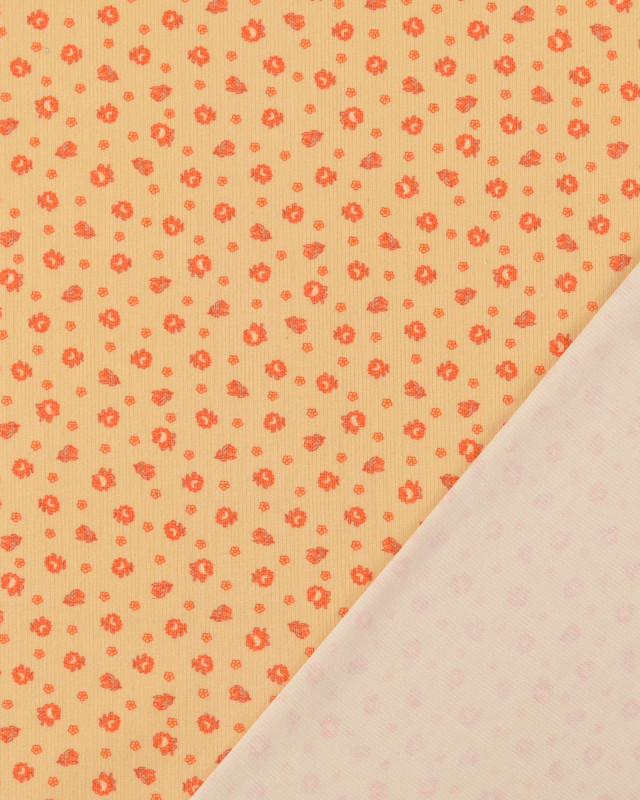 Tissu Velours Milleraies Beige Petites Fleurs - Mercerine