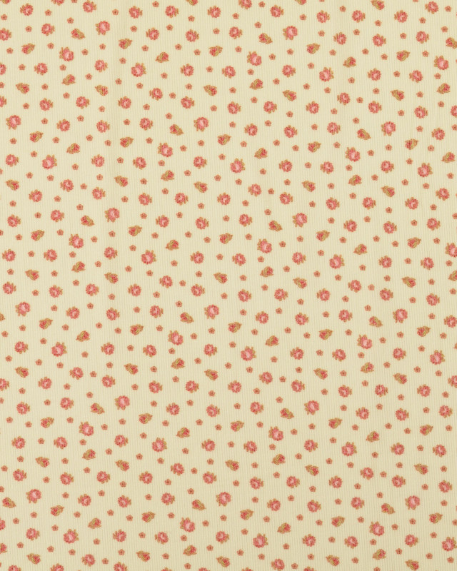 Tissu Velours Milleraies Ecru Petites Fleurs - Mercerine