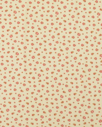 Tissu Velours Milleraies Ecru Petites Fleurs - Mercerine