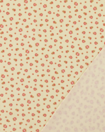 Tissu Velours Milleraies Ecru Petites Fleurs - Mercerine