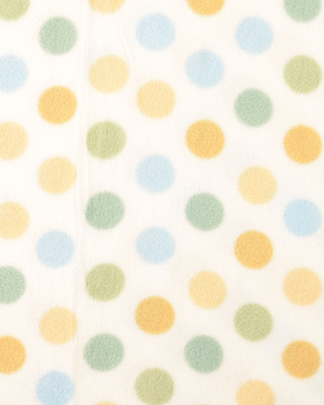 Tissu Polaire Ecru Pois Bleu et Vert - Mercerine