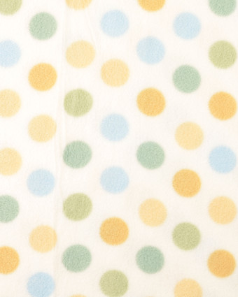 Tissu Polaire Ecru Pois Bleu et Vert - Mercerine