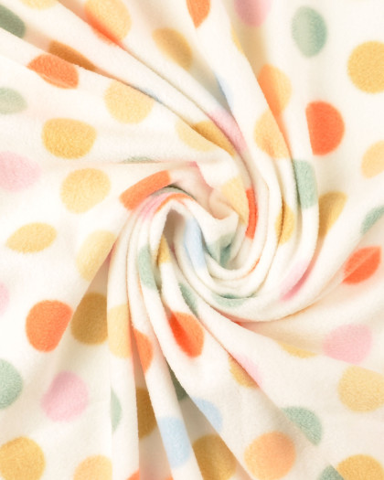 Tissu Polaire Ecru Pois Multicolores - Mercerine