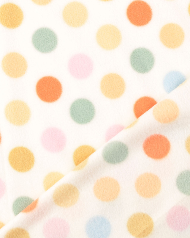 Tissu Polaire Ecru Pois Multicolore - Mercerine