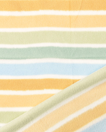 Tissu Polaire Ecru Rayures Bleues et Vertes - Mercerine