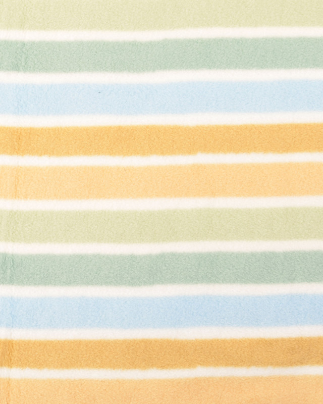 Tissu Polaire Ecru Rayures Bleues et Vertes - Mercerine
