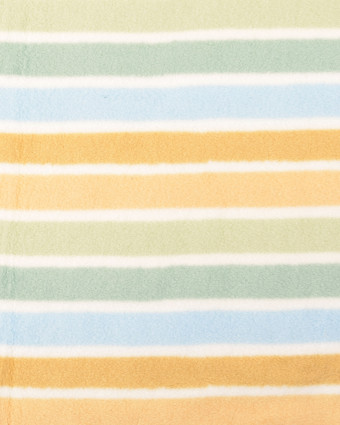 Tissu Polaire Ecru Rayures Bleues et Vertes - Mercerine