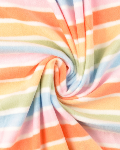 Tissu Polaire Ecru Rayures Multicolores - Mercerine