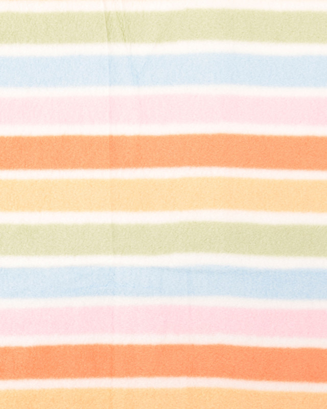 Tissu Polaire Ecru Rayures Multicolores - Mercerine