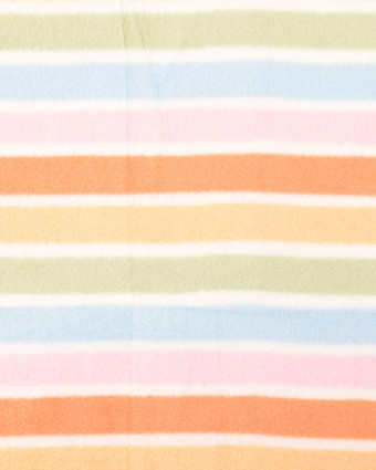 Tissu Polaire Ecru Rayures Multicolores - Mercerine