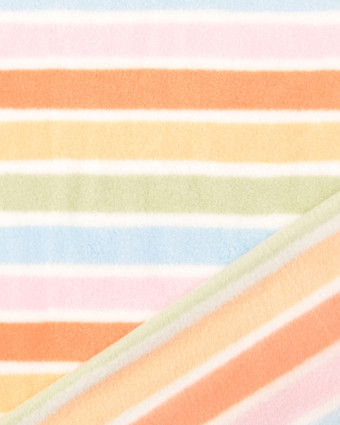 Tissu Polaire Ecru Rayures Multicolores - Mercerine