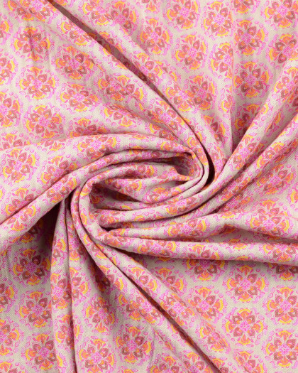 Tissu Coton Gaufré Floral Indien Mauve - Mercerine