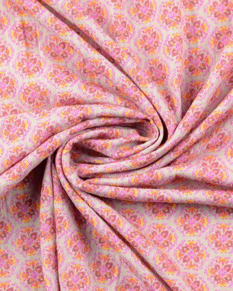 Tissu Coton Gaufré Floral Indien Mauve - Mercerine
