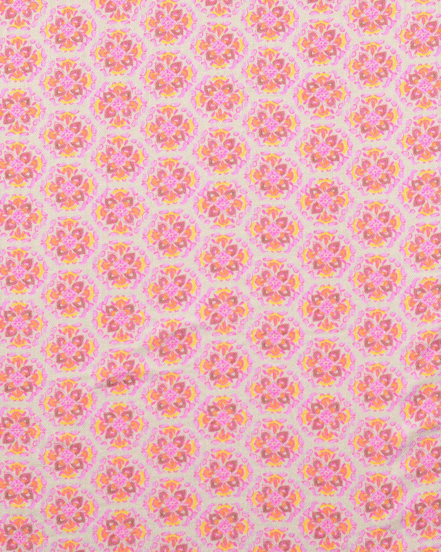 Tissu Coton Gaufré Floral Indien Mauve - Mercerine