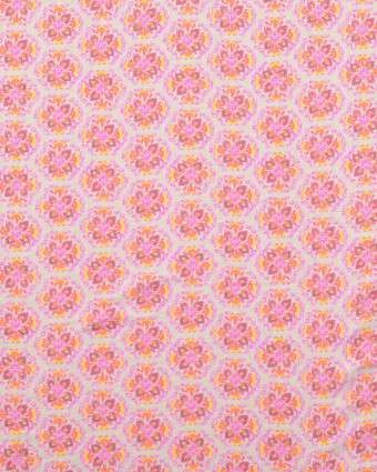 Tissu Coton Gaufré Floral Indien Mauve - Mercerine