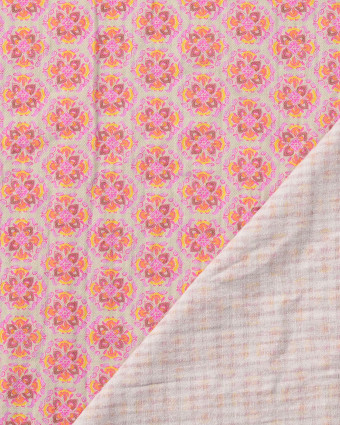 Tissu Coton Gaufré Floral Indien Mauve - Mercerine