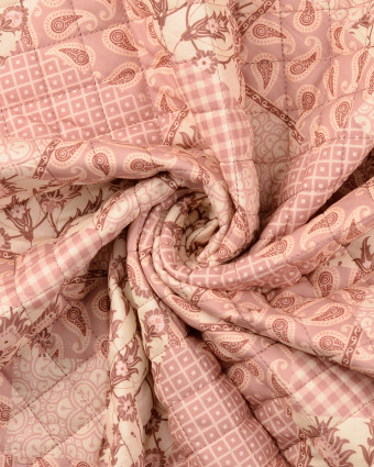 Tissu Matelassé Patchwork Vieux Rose - Mercerine