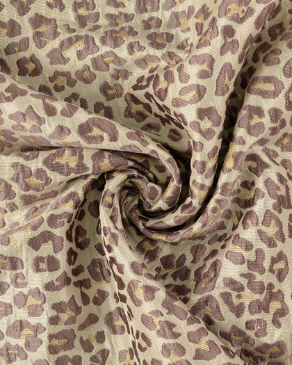 Tissu Jacquard Léopard Lurex Mauve - Mercerine