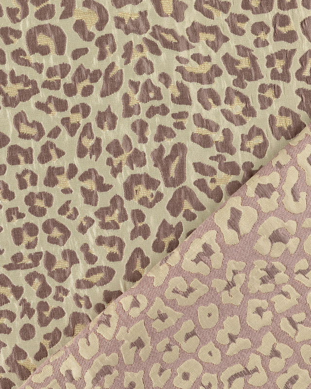 Tissu Jacquard Léopard Lurex Mauve - Mercerine