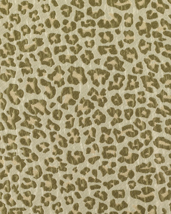 Tissu Jacquard Léopard Lurex Vert Kaki - Mercerine