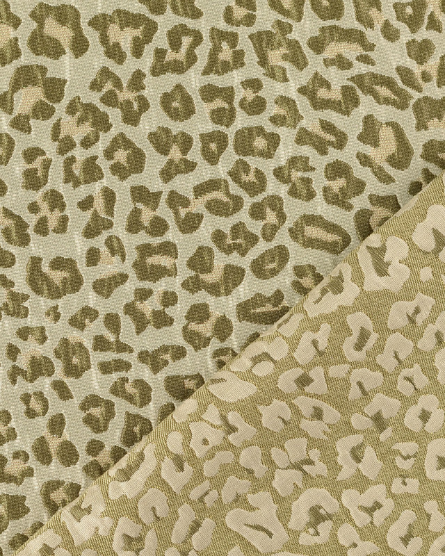 Tissu Jacquard Léopard Lurex Vert Kaki - Mercerine