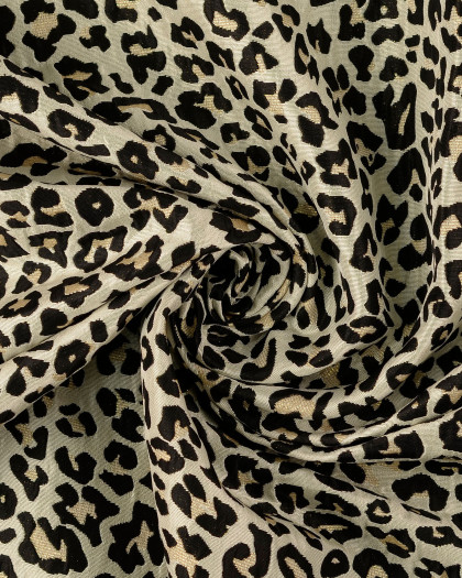 Jacquard Motif Léopard Noir Lurex Doré - Mercerine