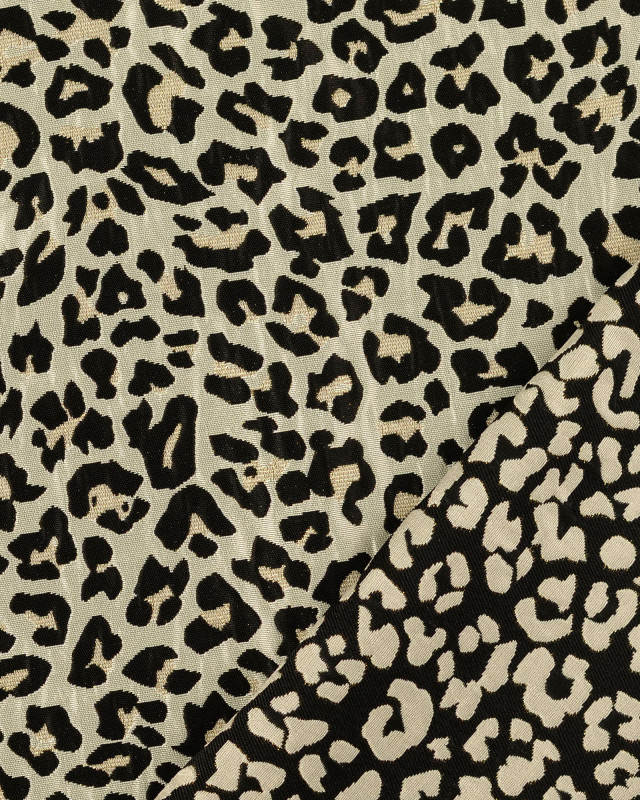 Jacquard Motif Léopard Noir Lurex Doré - Mercerine
